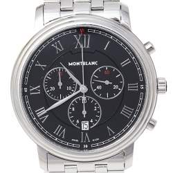 Montblanc Black Stainless Steel Tradition 7374 Men's Wristwatch 42 mm
