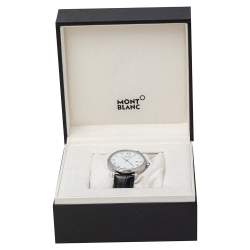 مملوكة مسبقًا Montblanc White Stainless Steel Tradition 7334 Men's Wristwatch 40 mm