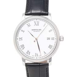 Montblanc White Stainless Steel Tradition 7334 Men's Wristwatch 40 mm