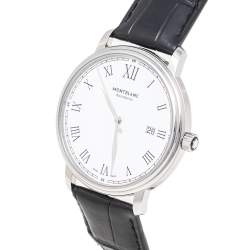 مملوكة مسبقًا Montblanc White Stainless Steel Tradition 7334 Men's Wristwatch 40 mm