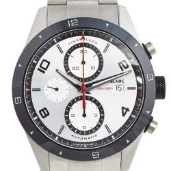 Montblanc Silver Stainless Steel Ceramic Timewalker Chronograph 116099 Men's Wristwatch 43 mm