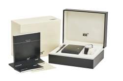 Montblanc White Stainless Steel Alligator Traditional 7336 Men's Wristwatch 40 mm Wallet & Ballpoint Pen Set 