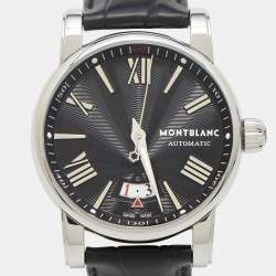 Montblanc Black Stainless Steel Leather Star 102341 Men's Wristwatch 41.50 mm