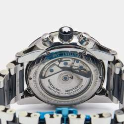 Pre Owned Montblanc Black Ceramic Stainless Steel Timewalker 103094 Men's Wristwatch 43 mm 