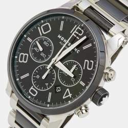 Pre Owned Montblanc Black Ceramic Stainless Steel Timewalker 103094 Men's Wristwatch 43 mm 