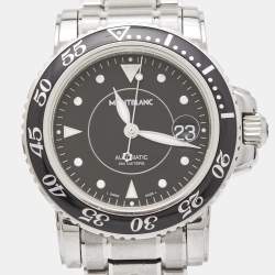 Pre Owned Montblanc Black Stainless Steel Meisterstuck 7145 Men's Wristwatch 41 mm 