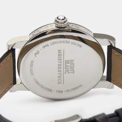Pre Owned Montblanc Black Stainless Steel Leather Star 105893 Men's Wristwatch 39 mm