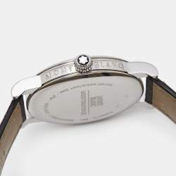 Pre Owned Montblanc Black Stainless Steel Leather Star 105893 Men's Wristwatch 39 mm