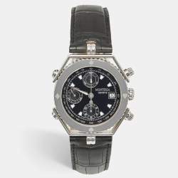 مملوكة مسبقًا ساعة يد رجالية مونتيجا MC03 بقرص أسود من الستانلس ستيل جلد التمساح 38 مم