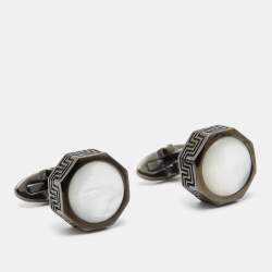 Montegrappa Mother of Pearl Stainless Steel Gunmetal Tone Cufflinks