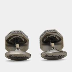 Montegrappa Mother of Pearl Stainless Steel Gunmetal Tone Cufflinks