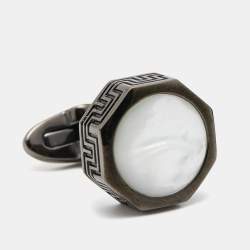 Montegrappa Mother of Pearl Stainless Steel Gunmetal Tone Cufflinks