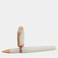 Montegrappa Fortuna White with Rose Trim Rollerball Pen