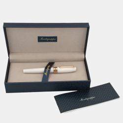 Montegrappa Fortuna White with Rose Trim Rollerball Pen