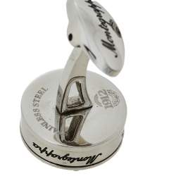 Pre Owned Montegrappa Stainless Steel White Glass Inlay Parola Cufflinks