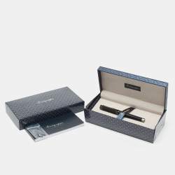 Montegrappa NeroUno Linea 18K White Gold Nib Chrome Plated Metal Resin Fountain Pen