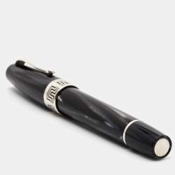 Pre Owned Montegrappa Black Celluliod Sterling Silver Extra 1930 Fountain Pen