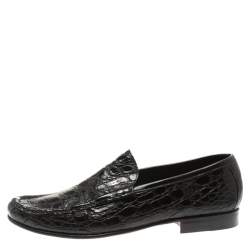 Moreschi Black Croc Leather Loafers Size 40