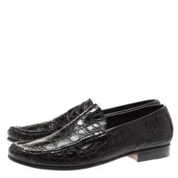 Moreschi Black Croc Leather Loafers Size 40
