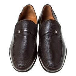 Moreschi Brown Leather Slip On Loafers Size 41
