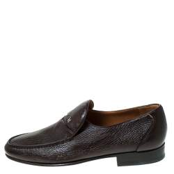 Moreschi Brown Leather Slip On Loafers Size 41