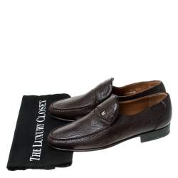 Moreschi Brown Leather Slip On Loafers Size 41