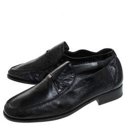 Pre Owned Moreschi Black Leather Loafer Size 7 UK