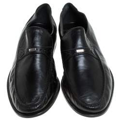 Pre Owned Moreschi Black Leather Loafer Size 7 UK