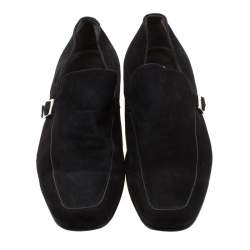 Moreschi Black Suede Slip On Loafers Size 43.5