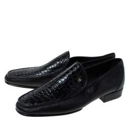 Pre Owned Moreschi Black Croc Leather Loafers Size 40.5