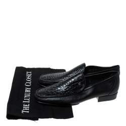 Pre Owned Moreschi Black Croc Leather Loafers Size 40.5