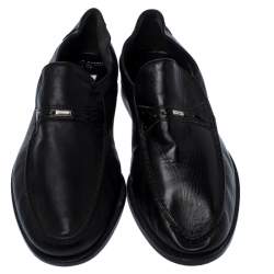 Moreschi Black Leather Wide Loafers Size 41