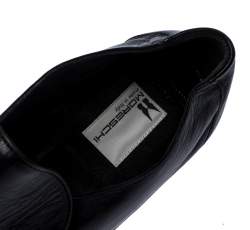 Moreschi Black Leather Wide Loafers Size 41