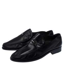 Moreschi Black Leather Wide Loafers Size 41