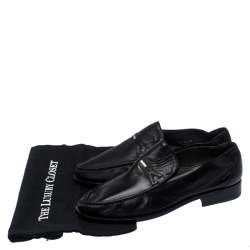 Moreschi Black Leather Wide Loafers Size 41