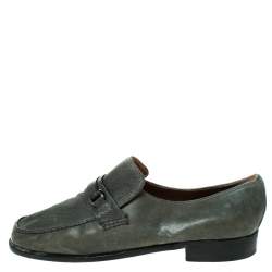 Moreschi Grey Leather Slip On Loafers Size 41.5
