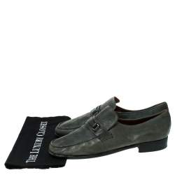 Moreschi Grey Leather Slip On Loafers Size 41.5