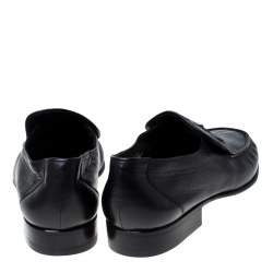 Moreschi Black Leather And Ostrich Trim Slip On Loafers Size 41