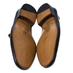 Moreschi Black Leather And Ostrich Trim Slip On Loafers Size 41