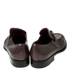Moreschi Brown Leather And Ostrich Trim Slip On Loafers Size 41