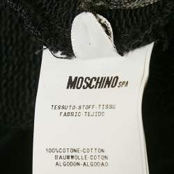 Pre Owned Moschino Couture Black Mirror Embroidered Cotton Crew Neck Sweatshirt XS