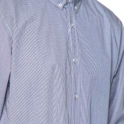 Moschino Blue Striped Cotton Button Front Shirt 3XL