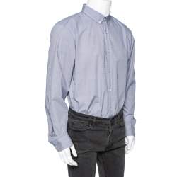 Moschino Blue Striped Cotton Button Front Shirt 3XL