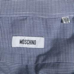 Moschino Blue Striped Cotton Button Front Shirt 3XL