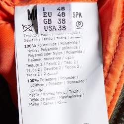 Pre Owned Moschino Couture Green & Orange Quilted Faux Fur Detail Hooded Jacket M