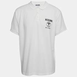 Moschino Couture White Cotton Pique Polo T-Shirt XL