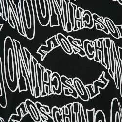 Pre Owned Moschino Black Logo All Over Print Jersey T-Shirt S
