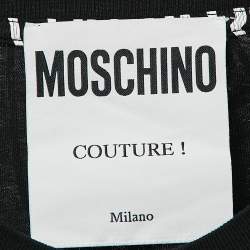 Pre Owned Moschino Black Logo All Over Print Jersey T-Shirt S