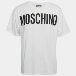 Pre Owned Moschino Couture White Logo Print Jersey Crew Neck T-Shirt M