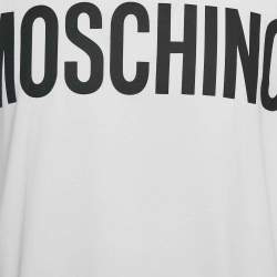 Pre Owned Moschino Couture White Logo Print Jersey Crew Neck T-Shirt M